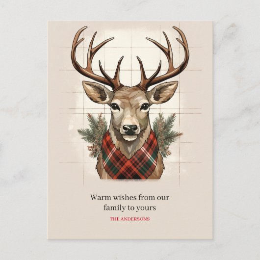 チャーム素朴ファームハウス宝物宝庫と格子鹿 シーズンポストカード (正面)