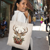 チャーム素朴ファームハウス宝物宝庫と格子鹿 トートバッグ