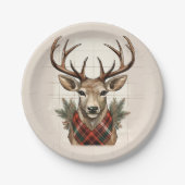 チャーム素朴ファームハウス宝物宝庫と格子鹿 ペーパープレート (正面)