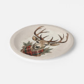 チャーム素朴ファームハウス宝物宝庫と格子鹿 ペーパープレート (アングル)