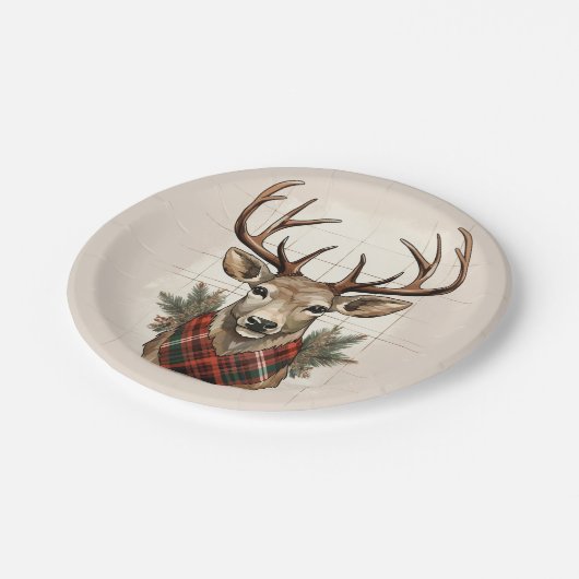 チャーム素朴ファームハウス宝物宝庫と格子鹿 ペーパープレート (アングル)
