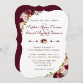 チャーム素朴ブルガンディマルサラ結婚フローラ 招待状 (正面/裏面)