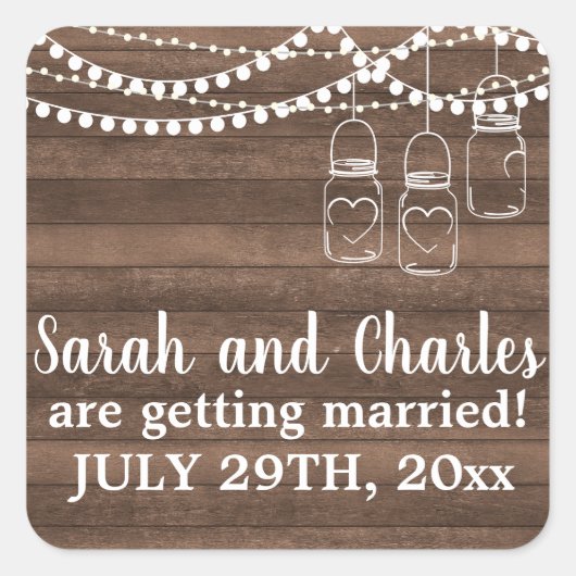 チャーム素朴メイスンジャー灯列シール スクエアシール (正面)