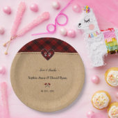 チャーム素朴レッドバッファロープラディモノグラム結婚ズ ペーパープレート (パーティー)