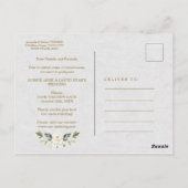 チャーム結婚の白フローラ日付の変更 ポストカード (裏面)