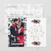 チャーム赤い花パインフォトホリディレッスノー インビテーションポストカード (正面/裏面)