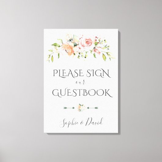 チャーム赤面クリームフローラ結婚ウェルカム キャンバスプリント (正面)