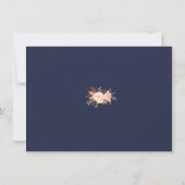 チャーム赤面ピンクフラワーズレースネイビー結婚ズ セーブザデート (裏面)