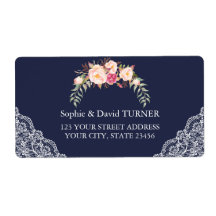 チャーム赤面ピンクフラワーズレースネイビー結婚ズ