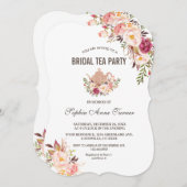 チャーム赤面ピンクフローラブライダルシャワーティーパーティー 招待状 (正面/裏面)