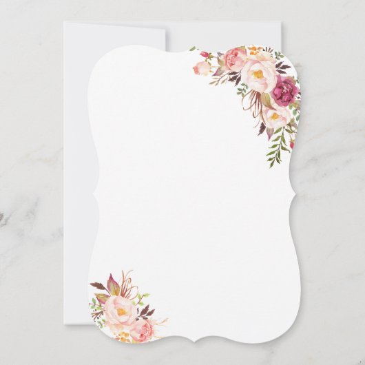 チャーム赤面ピンクフローラブライダルシャワーティーパーティー 招待状 (裏面)