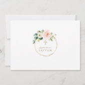 チャーム赤面ピンクフローラ金ゴールドガールフォトバプテスマ 招待状 (裏面)