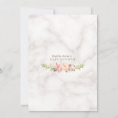 チャーム赤面フラワーズ金ゴールド大理石ベビーイン開花 招待状 (裏面)
