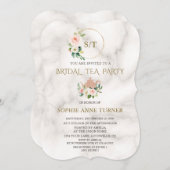 チャーム赤面フローラ金ゴールドフレームマーブルブライダルシャワー 招待状 (正面/裏面)