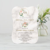 チャーム赤面フローラ金ゴールドフレームマーブルブライダルシャワー 招待状 (スタンド正面)