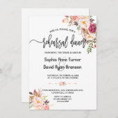 チャーム赤面レッドピンクフローラリハーサルディナー 招待状 (正面/裏面)