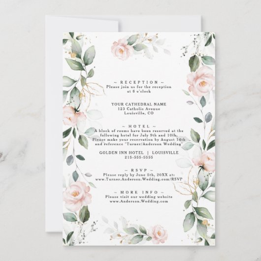 チャーム赤面葉花金ゴールド全結婚員 招待状 (裏面)