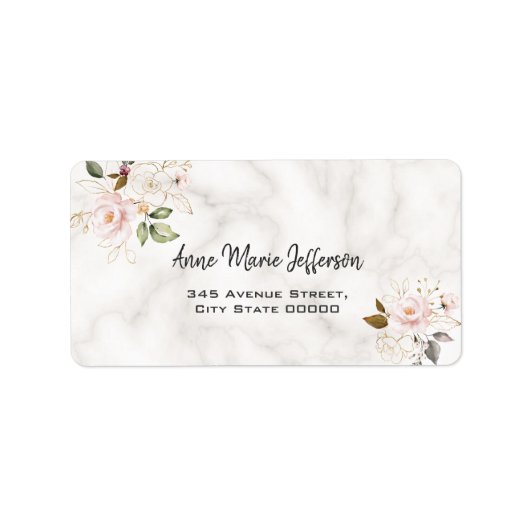 チャーム赤面金ゴールドフラワーズモノグラム結婚ズ ラベル (正面)