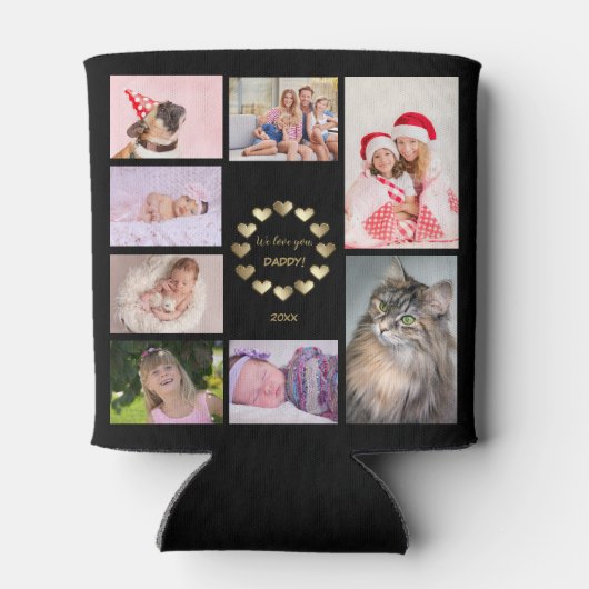 チャーム金ゴールドファミリーフォト父のコラージュの日 缶クーラー (裏面)