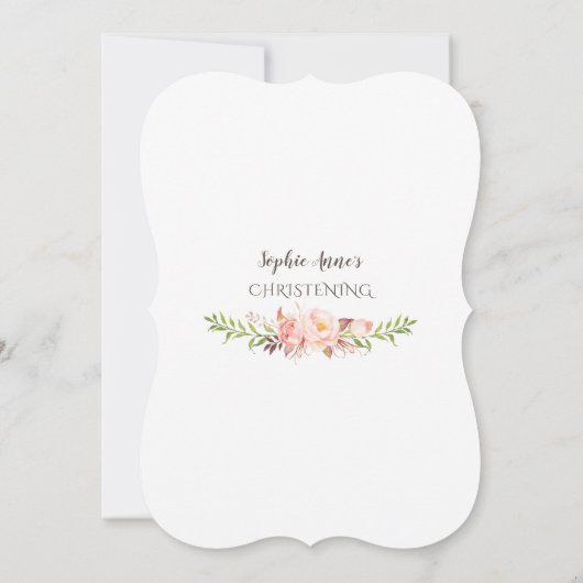 チャーム金ゴールドフレーム赤面ピンクフローラ《キリスト教》洗礼式や命名式 招待状 (裏面)