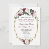 チャーム金ゴールドブルゴーニュ赤面フローラリハーサルディナー 招待状 (正面)