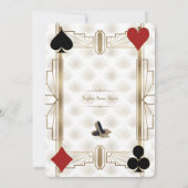 チャーム金ゴールドベガスカジノトランプのポーカー女性30th誕生日 招待状 (裏面)