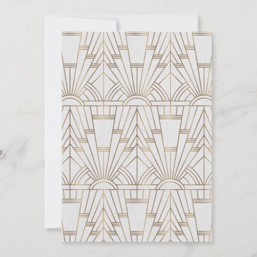 チャーム金ゴールドホワイト素晴らしアールデコ結婚ギャツビー 招待状 (裏面)