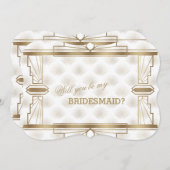 チャーム金ゴールドホワイト素晴らし・ギャツビーぼくの花嫁になる 招待状 (正面/裏面)