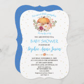 チャーム金ゴールドリトルカボチャ赤面フローラベビーシャワー 招待状 (正面/裏面)