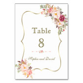 チャーム金ゴールド赤面ピンクフローラテーブル番号 テーブルナンバー (裏面)