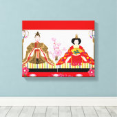 チャーム∣ひな人形 – 女日本のの子のお祝い キャンバスプリント (インサイチュ (ウッドフロア))