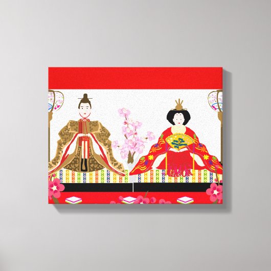 チャーム∣ひな人形 – 女日本のの子のお祝い キャンバスプリント (正面)