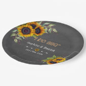 チャーム ウォーターカラー ひまわり 黒板 I DO BBQ ペーパープレート (アングル)