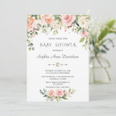 チャーム ウォーターカラー ブラッシュ クリーム フラワーベビーシャワー 招待状 (スタンド正面)
