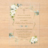 チャーム エアリー グリーンナリー 白い花 確認 アクリル招待状 (正面)