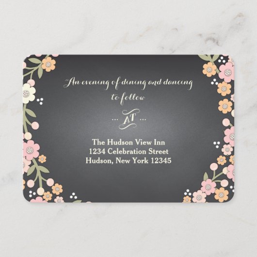 チャーム ガーデン フローラル リース II ウェディング レセプション エンクロージャーカード (正面)