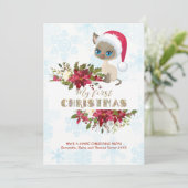 チャーム キッド 私の初めてのクリスマス キッテン サンタ ポインセチア シーズンカード (スタンド正面)