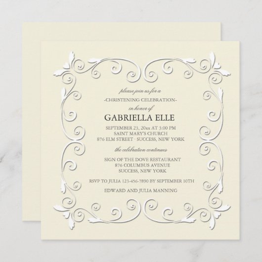 チャーム&グレース《キリスト教》洗礼式や命名式招待状 招待状 (正面/裏面)