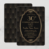 チャーム・グレート・ギャツビー ヴィンテージ アートデコ バースデーパーティー 招待状 (正面/裏面)