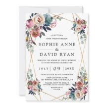 チャーム ダスティーブルー ミスティーローズ フローラル ゴールド ウェディング