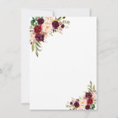 チャーム ネイビーブルー バーガンディ フラワーリハーサルディナー 招待状 (裏面)