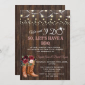 チャーム バーガンディ ピンク カウボーイ ブーツ アフター アイ ドゥ BBQ 招待状 (正面/裏面)