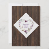 チャーム パープル ピンク フラワーズ ウッド バーンダブルシャワー 招待状 (裏面)