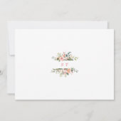 チャーム ピンク ブラッシュ フラワーブライダルシャワー ドライブバイ 招待状 (裏面)