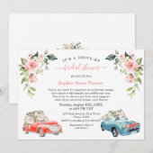 チャーム ピンク ブラッシュ フラワーブライダルシャワー ドライブバイ 招待状 (正面/裏面)