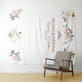 チャーム ピンク ブラッシュ フラワーローズゴールド キンセアニェーラ プロップ タペストリー (インサイチュ(横))