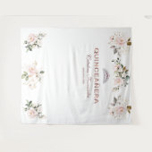 チャーム ピンク ブラッシュ フラワーローズゴールド キンセアニェーラ プロップ タペストリー (正面(横))