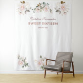 チャーム ピンク ブラッシュ フラワーローズ ゴールド SWEET 16 小道具 タペストリー (インサイチュ)
