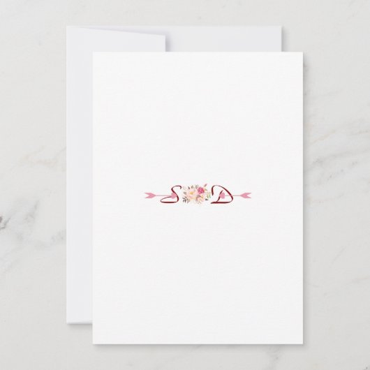 チャーム ピンク ブラッシュ フローラル アントラーズ ウェディング セーブザデート (裏面)
