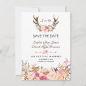 チャーム ピンク ブラッシュ フローラル アントラーズ ウェディング セーブザデート (正面)